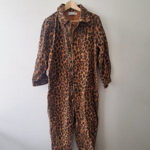 Red Sky Shop Leopard Print Baggy Boilersuit Jumpsuit - Size Small